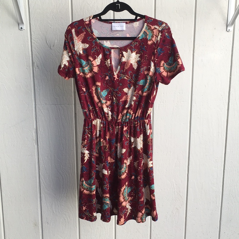 French Grey Floral Dress